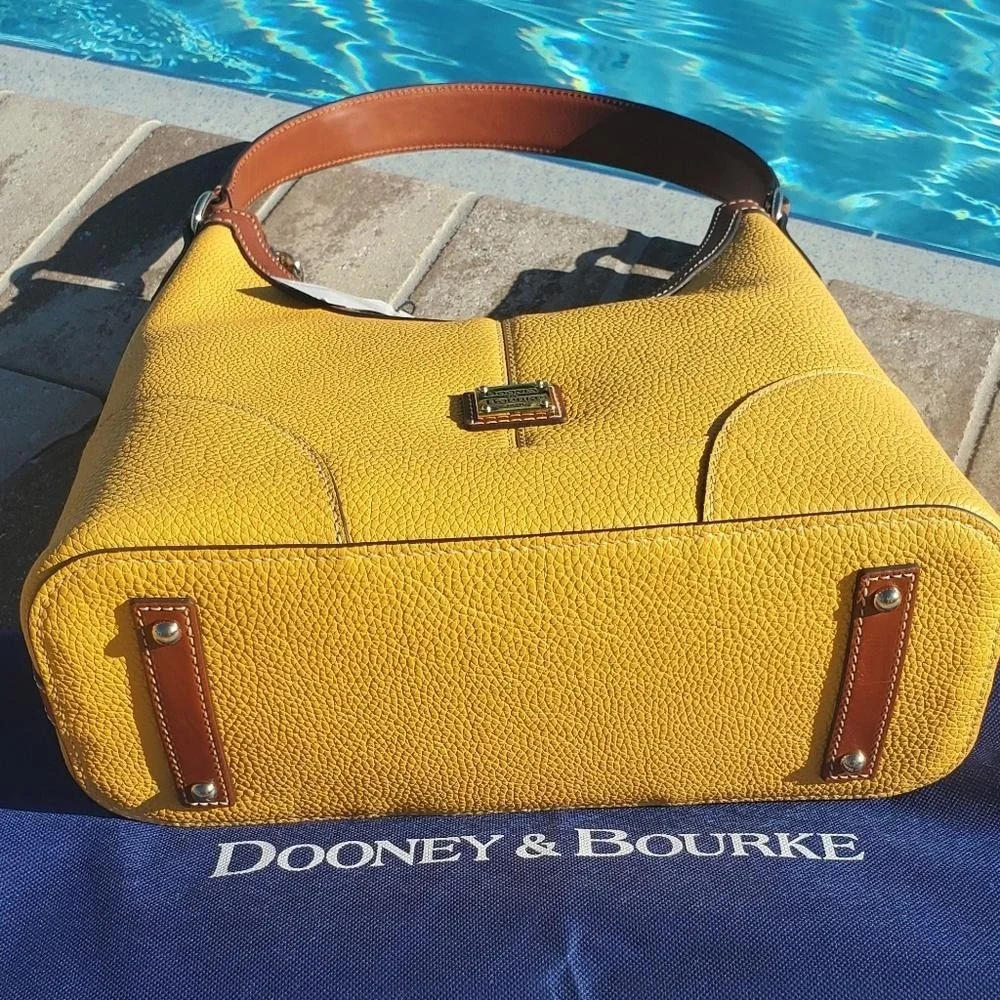 Dooney & Bourke Pebble Grain Leather Hobo Shoulder Bag Yellow NWT‎